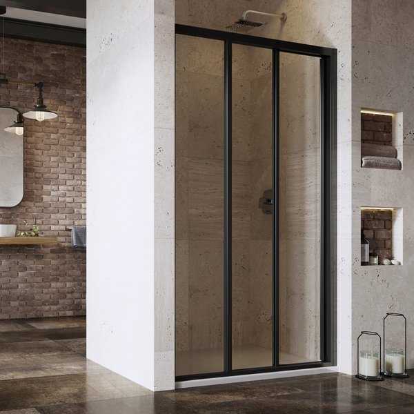 Душевая дверь ASDP3 раздвижная, 80 см Черный Стекло Transparent