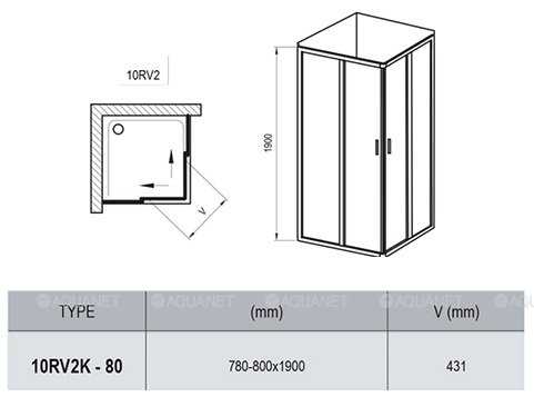 Уголок квадратный 10RV2k сатин 120 см Стекло прозрачное